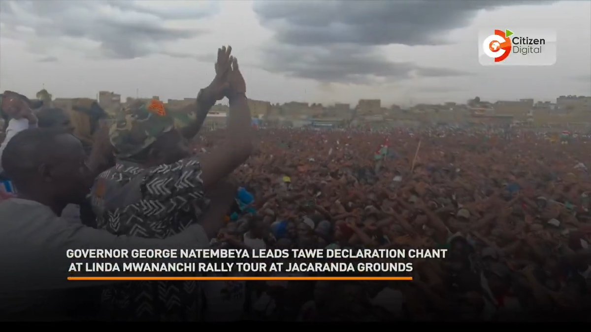 Governor George Natembeya leads TAWE declaration chant at Linda Mwananchi rally tour at Jacaranda Grounds
