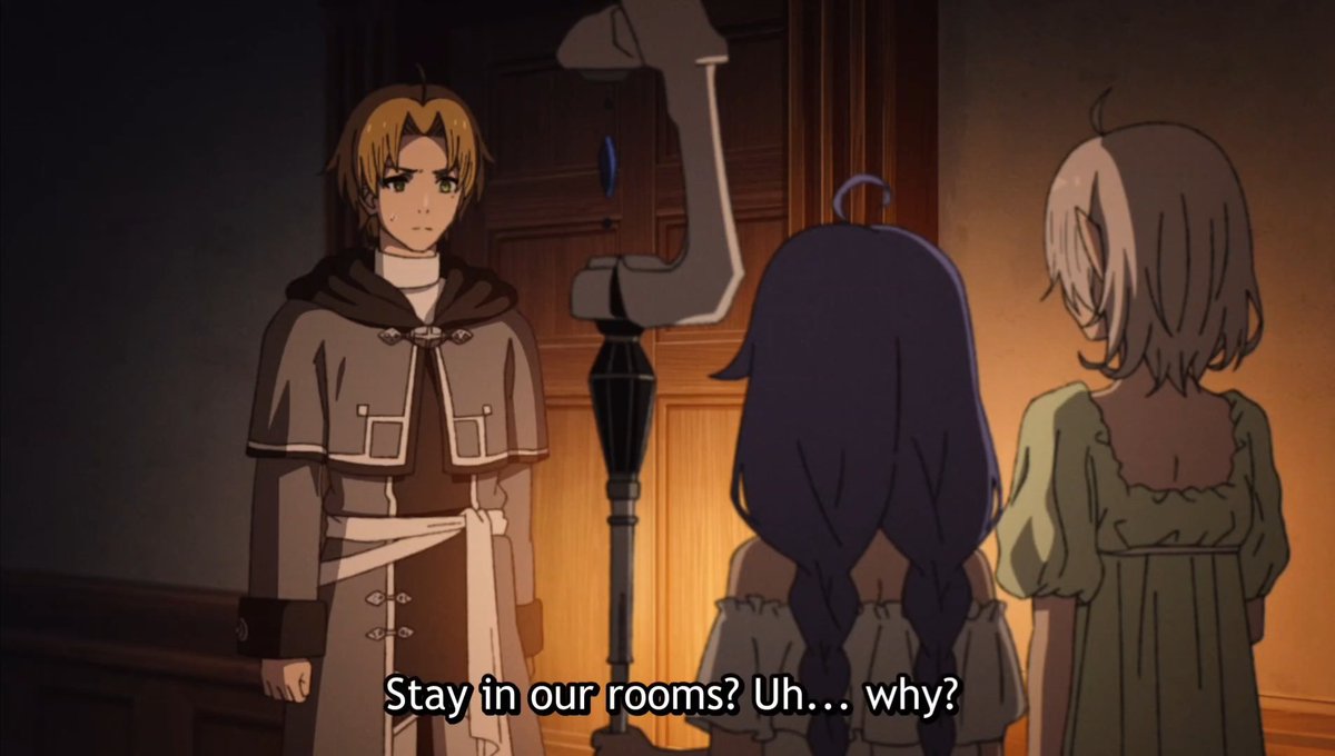 Rudeus not trust the girls to stay in the room not a great start lol but MAN THIS EP IS PACK WITH INFORMATION I WASNT READY FOR! Mushoku Tensei 3x12