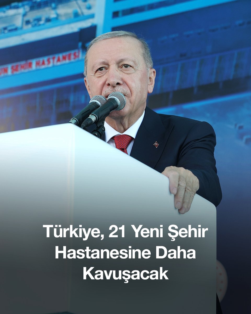 Rize’den Diyarbakır’a, Trabzon’dan Şanlıurfa’ya, Sakarya’dan Ordu’ya yapımı süren 13 şehir hastanemizi de inşallah tamamlayacağız. Ayrıca proje çalışmaları süren 8 şehir hastanemiz var. Böylece Türkiye, 26 bini aşkın yatak kapasiteli 21 yeni şehir hastanesine daha kavuşacak.