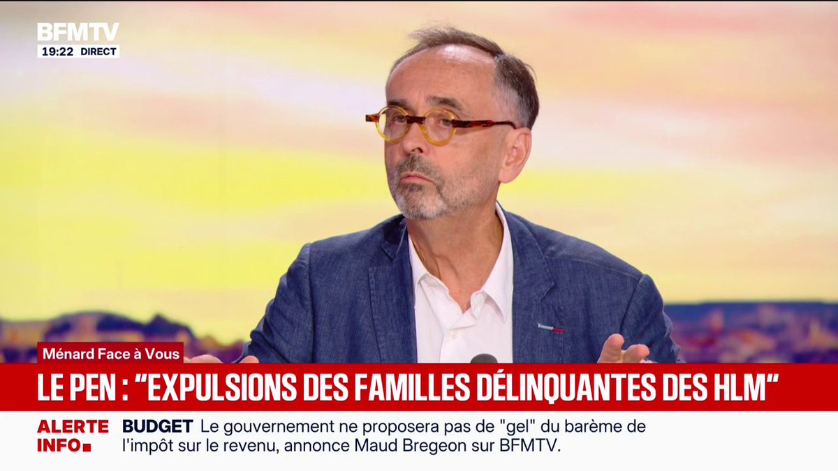 Marine Le Pen plaide pour "la priorité nationale", notamment sur le logement: "Moi ça ne me choque pas que les Français aient une priorité sur les gens qui ne le sont pas", affirme Robert Ménard, maire DVD de Béziers