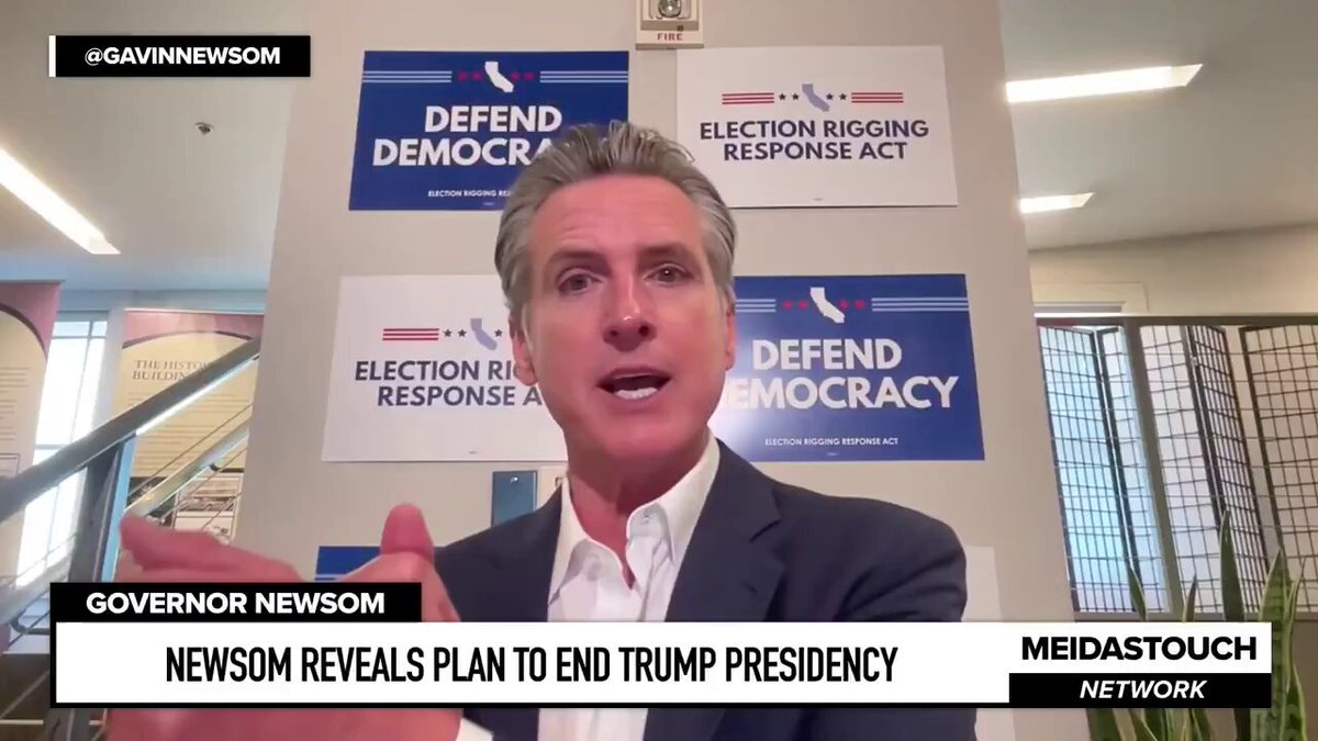 #ÚLTIMAHORA: Gavin Newsom LANZA ADVERTENCIA Y DA ULTIMÁTUM A ELECTORES EN USA PARA ECHAR A TRUMP!!!! Newsom: "Si California, uno de los estados más anti-Trump en América, fracasa, estamos en peligro. Podríamos no recuperarla nunca. Les estoy diciendo, podríamos no recuperarla nunca. Está manipulando las elecciones de medio término que se avecinan antes de que se emita un solo voto. Intentó destruir nuestra democracia después de que se emitió el último voto. Ahora lo está haciendo a plena luz del día, y tenemos que concentrarnos —intensamente— en ganar y combatir el mal con el mal. No queremos estar a la defensiva; queremos estar preparados. Nosotros trazamos el curso de los acontecimientos. Nosotros establecemos las reformas. Nosotros definimos la narrativa. Nuestra voz se escucha. No solo en California, sino todos nosotros. Nosotros el pueblo, en cada estado, grande o pequeño, a lo largo de este país." ¿Están de acuerdo? #UrgenteCOMPARTAN #RTMasivo