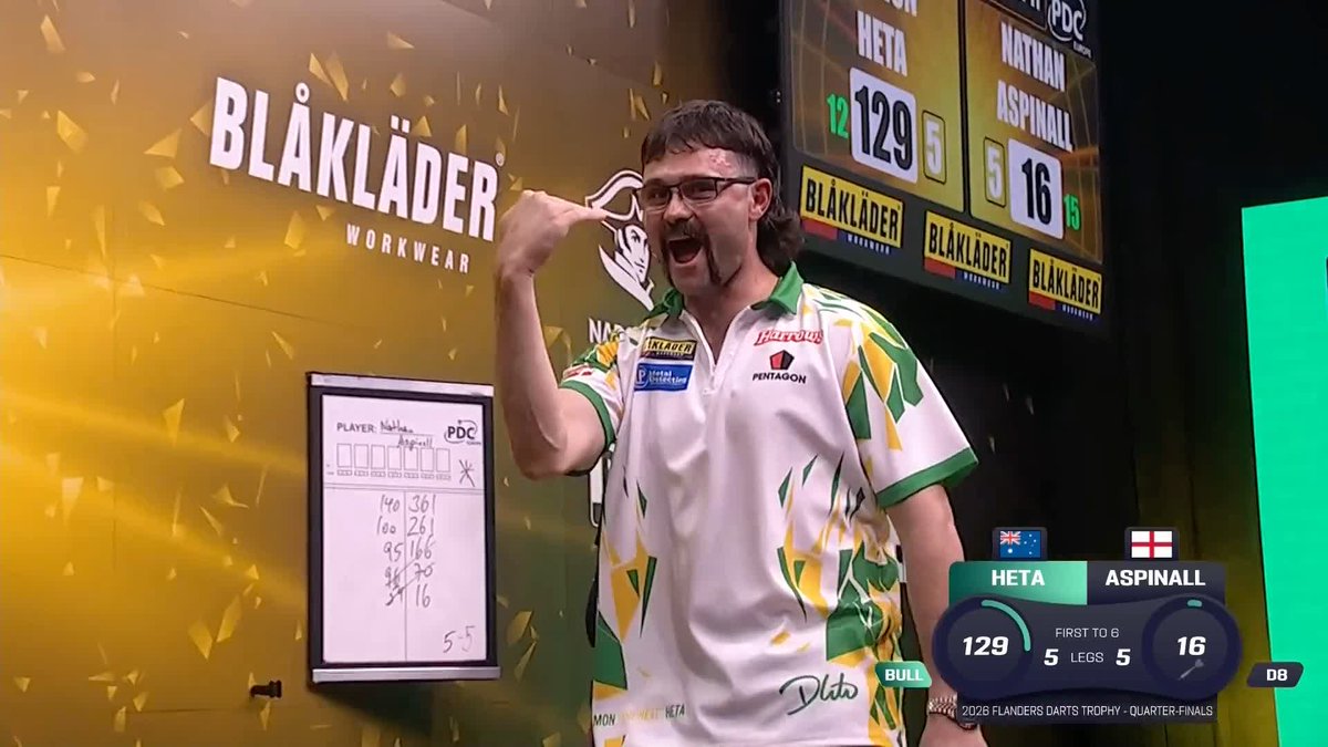 HEROIC FROM HETA! 😱 Damon Heta, what a magnificent shot to win it! 🔥 Heta survives three match darts from Nathan Aspinall to come back from 5-3 down and win 6-5, with a 129 checkout to seal it! 📺 #ET13