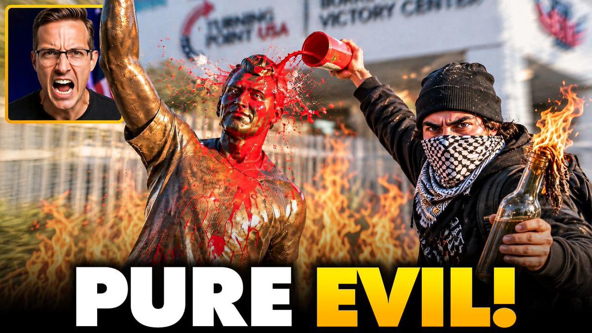 Democrats just DESECRATED the Charlie Kirk statue at TPUSA HQ three days after the one year anniversary of his assassination. They celebrated his murder, now they vandalized his statue with red spray paint to symbolize blood. We cannot coexist with this level of evil. Whoever did this will be caught and prosecuted. Make an example out of them.