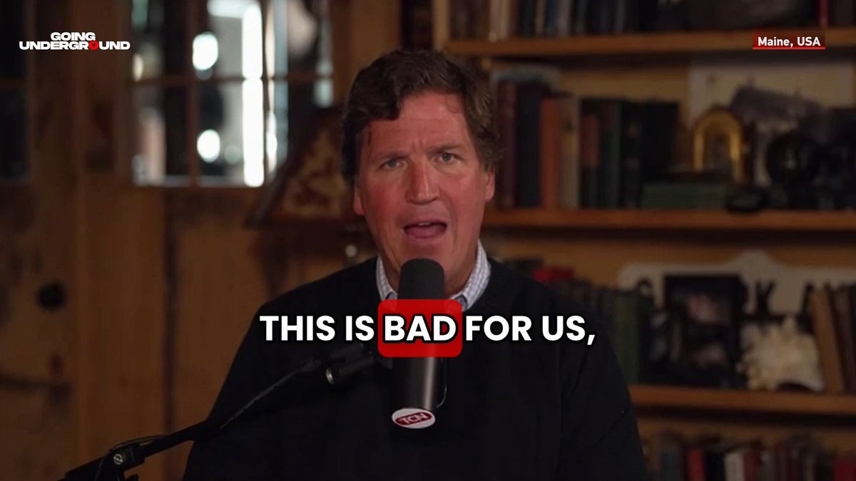 ‘US🇺🇸 CANNOT hope to match UNBEATABLE bloc of Russia🇷🇺 & China🇨🇳.’ —Tucker Carlson on Going Underground ‘The net effect of our war against Russia is to drive Russia into the arms of China by necessity, and when the two countries are united, you have the world’s largest landmass, coupled with the world’s largest economy, and the world’s largest nuclear arsenal… You have an unbeatable block that the United States cannot hope to match. So on the grossest terms, just like population, economy, size of the nation state, we’re done.’ Watch the full interview in the quoted post below 👇