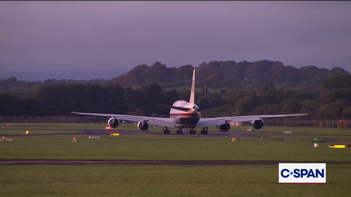 Air Force One flies off into the Ireland sunset ...