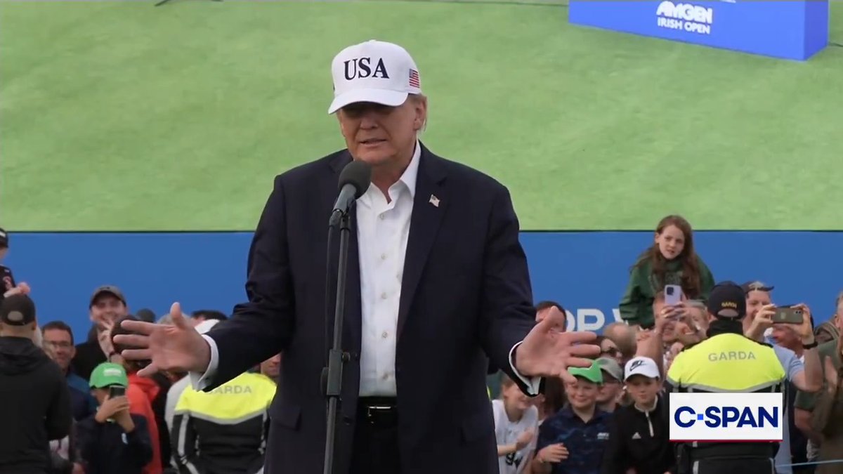 President Trump on taking tariffs off Irish whiskey: "On behalf of the United States of America, I am going to take the tariffs off Irish whiskey."