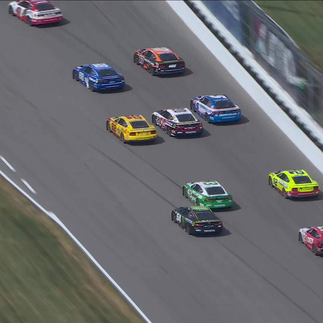 The caution is out on Lap 56 as the Nos. 54 and 43 get together.