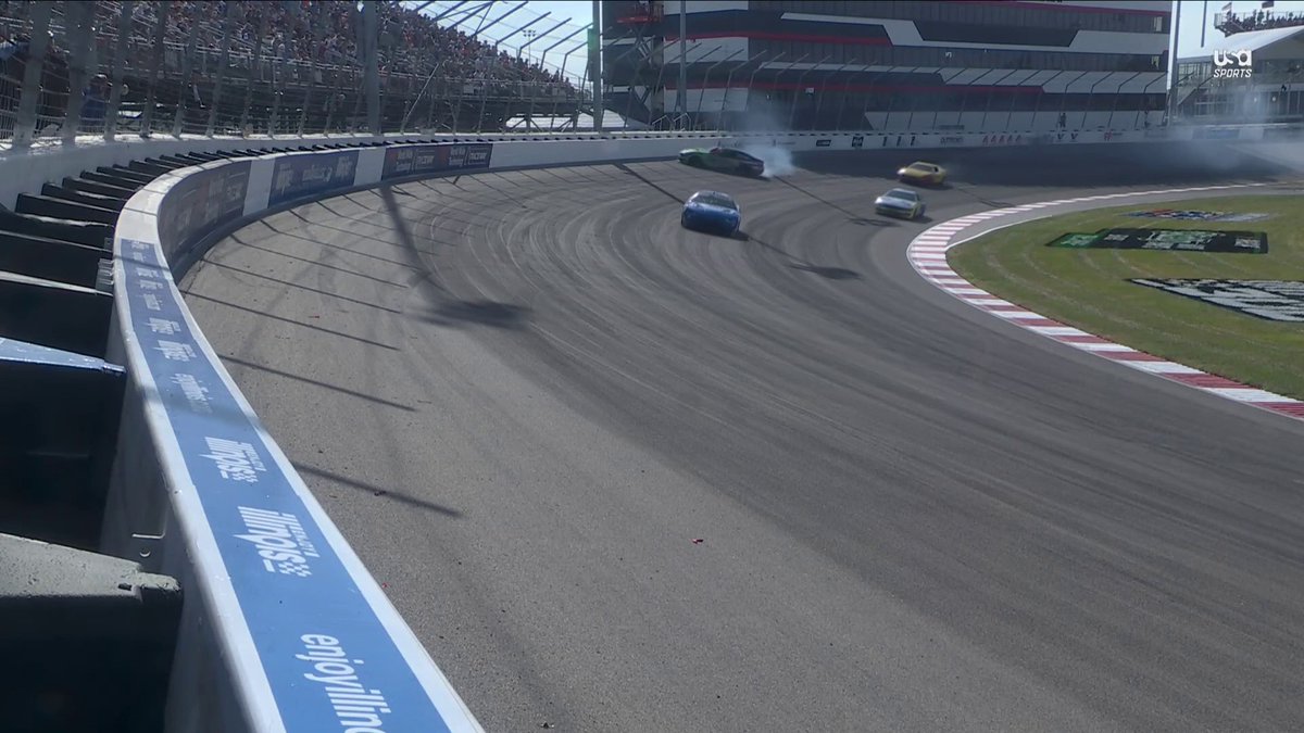Zane Smith goes around, bringing Stage 2 to an end under caution.