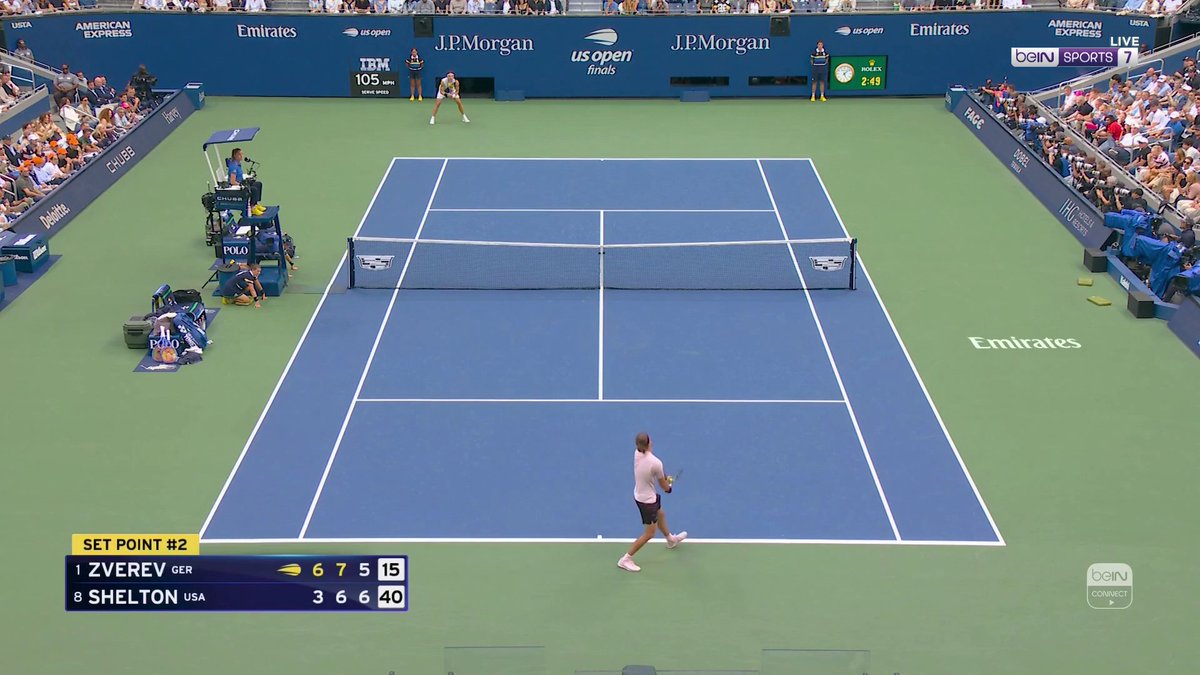 🎾 بن شيلتون يحسم المجموعة الثالثة بنتيجة 7-5 📊 النتيجة تصبح 2-1 لصالح زفيريف #بطولة_أمريكا_المفتوحة_للتنس
