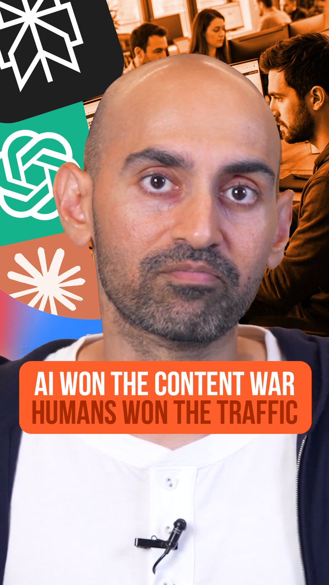 AI now writes 52.1% of all new content. It earns 4.9% of the organic traffic. Read that again. The production war is over, and the winner walked away with a 20th of the reward. Human content is down to 14.5% of what gets published and it's pulling 87% of the traffic. Volume was never the moat. #SEO #AIContent #ContentStrategy #DigitalMarketing