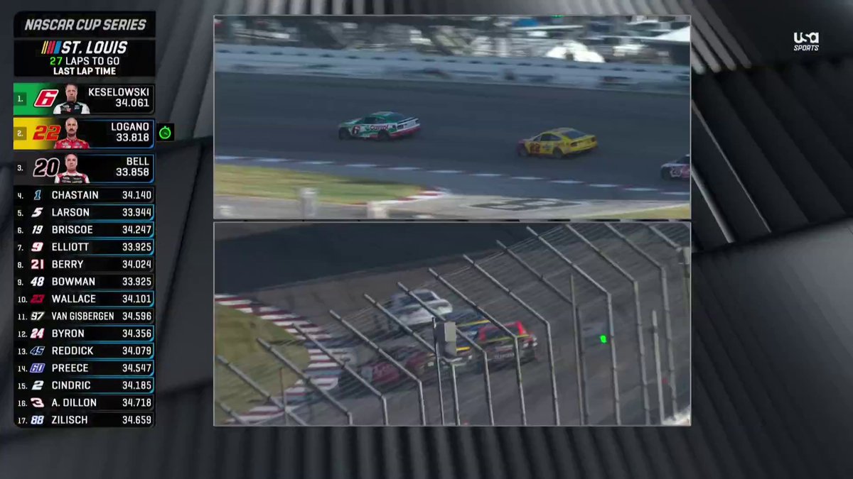 TROUBLE FOR BRISCOE AND ELLIOTT. 😳 The two make contact late in the Enjoy Illinois 300. 📺 /📱 : USA Network
