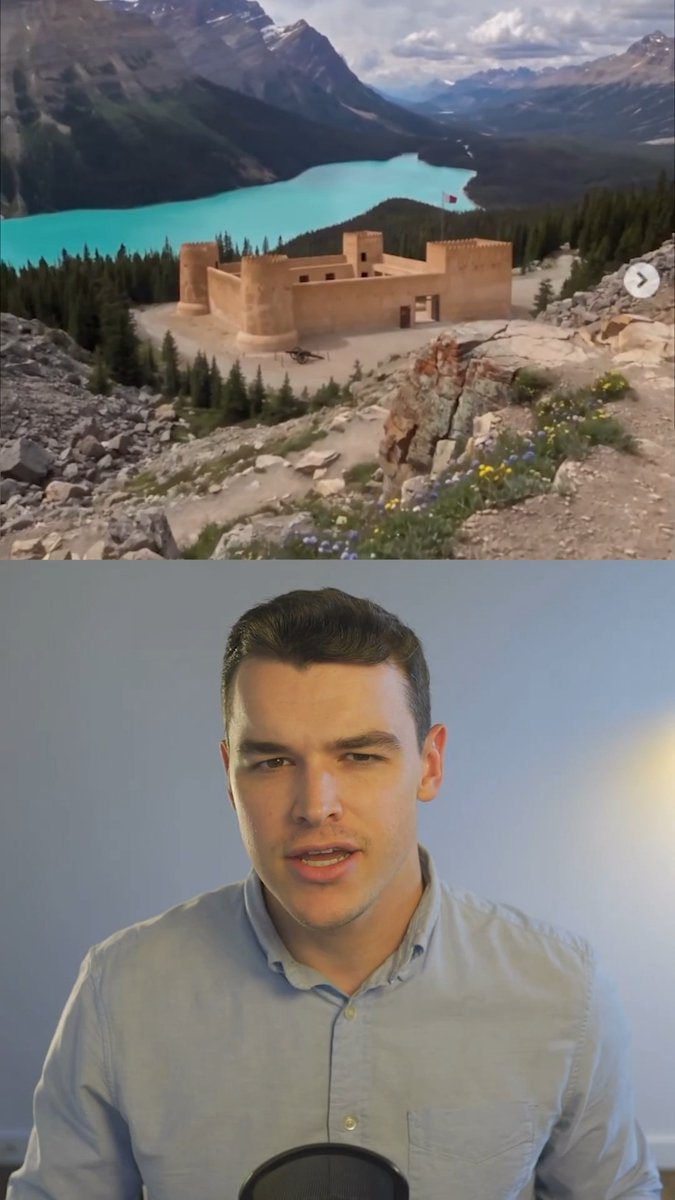 Why is a Qatari government agency using AI to desecrate Canadian landmarks like Lake Louise and Niagara Falls with Islamic museums and castles? This is incredibly weird.