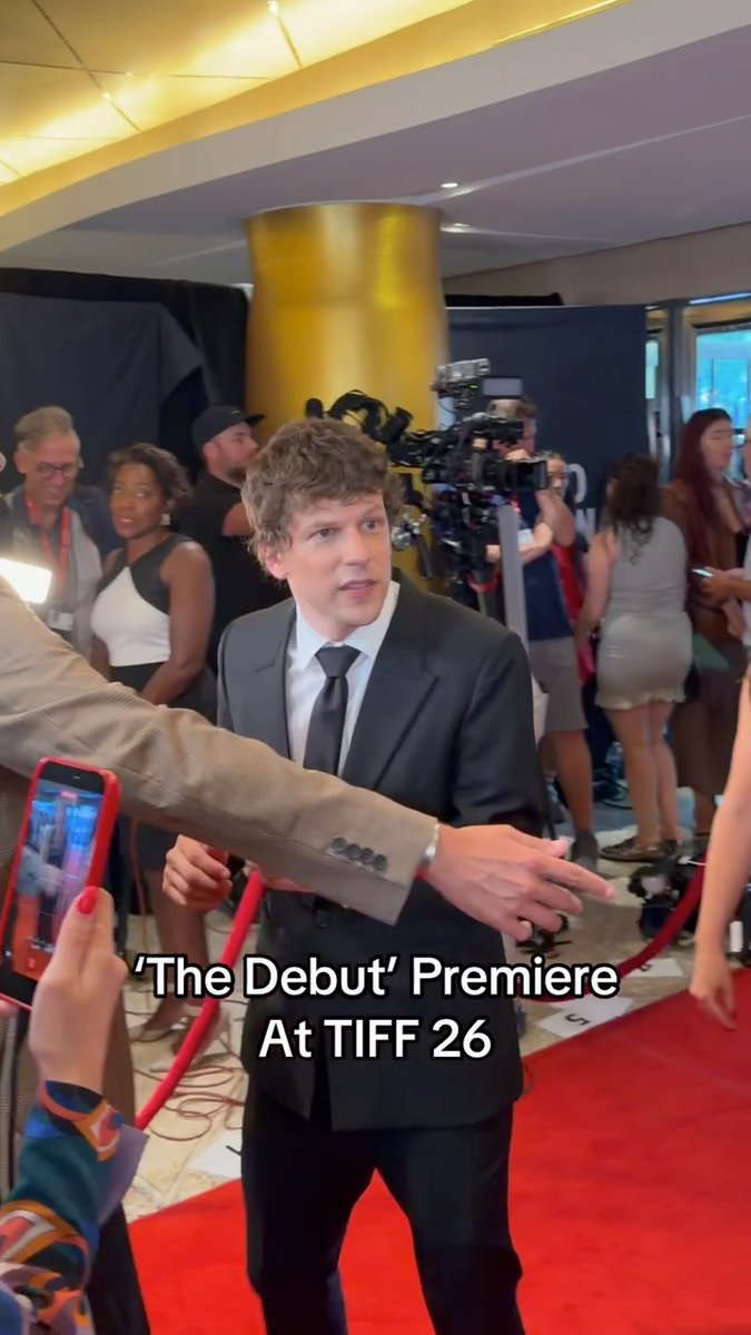 Jesse Eisenberg, Julianne Moore, and Paul Giamatti at the #TIFF26 premiere of #TheDebut.