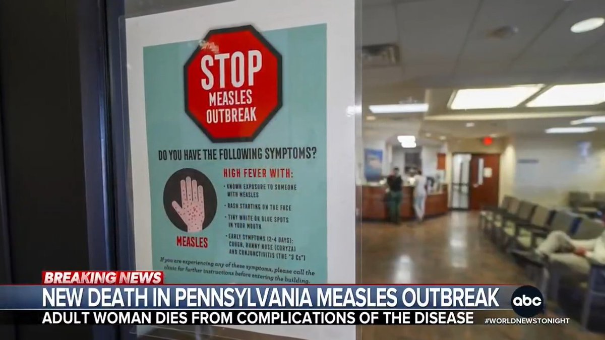 Pennsylvania has reported its third measles associated death, a 40-year-old unvaccinated woman, amid an outbreak that has caused over 670 cases and more than 120 hospitalizations. Olivia Rubin reports nationwide, measles cases have now surpassed 3,000.