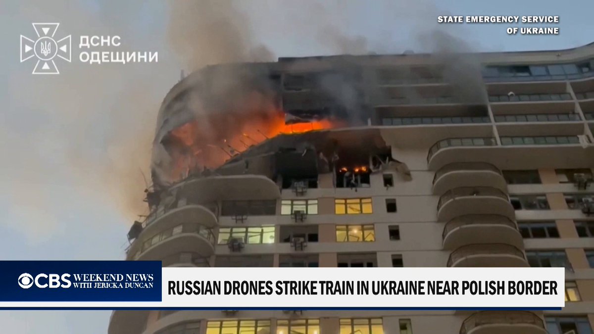 A Russian attack on Ukraine is drawing new international scrutiny. Drones hit a train near the border with Poland. More than 200 people were on board, including former British Prime Minister Boris Johnson.