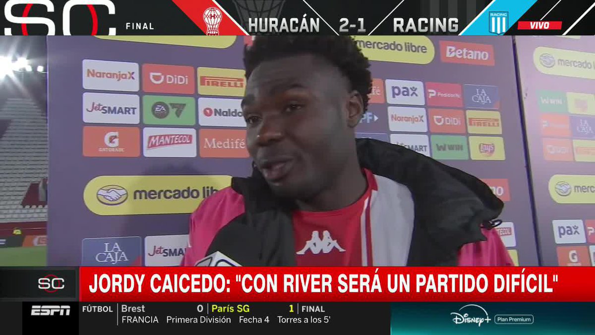 "LO QUE LO VI CON RIVER, ME PARECE UN EXCELENTE ENTRENADOR. SERÁ UN ORGULLO SER DIRIGIDO POR UN TÉCNICO COMO ÉL" 🇪🇨 Luego de marcar el gol del triunfo de Huracán ante Racing, Jordy Caicedo habló sobre el Muñeco Gallardo, nuevo DT de la Selección de Ecuador, y lo llenó de elogios