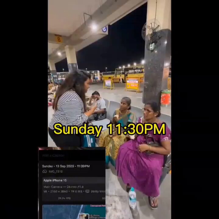 பஸ் கிடைக்காமல் மக்கள் அவதிப்பட்டது வெள்ளி &amp; சனி. இந்த அம்மா பேட்டி எடுக்குறது சண்டே நைட்.. தற்குறி for a reason 😂