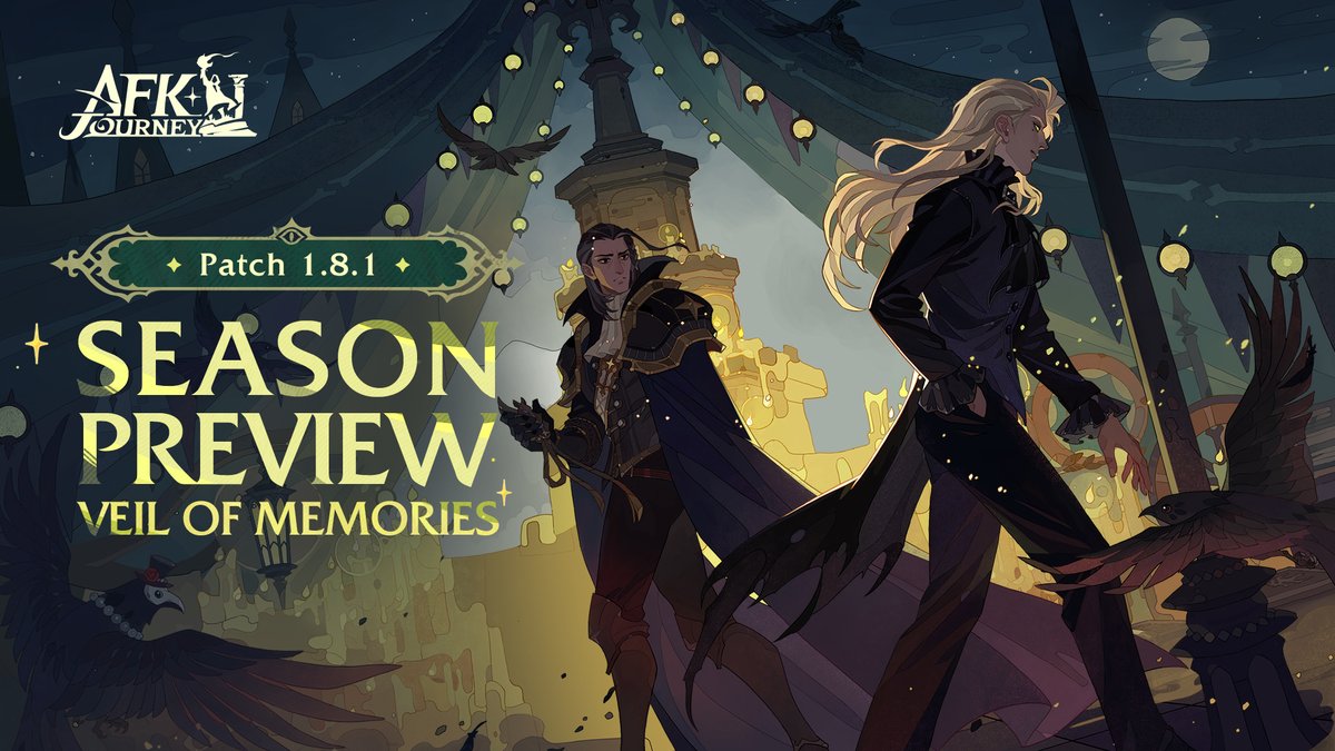 Season Preview: 1.8.1 Veil of Memories | AFK Journey New heroes, modes, cosmetics, rewards, and more await as the new season, Veil of Memories, approaches. ✨ Highlights: ✦ New Heroes: Senea, Aster & Estrilda ✦ New Modes: Bounty Contract & Arcane Unravel ✦ New Progression System: Stellar Union ✦ New Permanent Mode: Union Campaign ✦ New Event: Wandering Echoes ✦ Enhance Force Upgrades: Isabella & Silvina ✦ Primal Lord: Gravebloom Maiden ✦ New Skins: Eryndor & Rolan ✦ New Artifacts, Phantimals, Cosmetics & Homestead Decorations