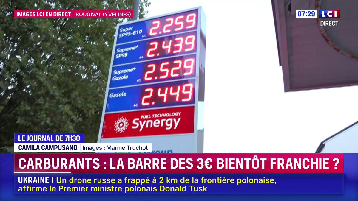 ⛽️ Carburants : le litre de gazole prend 4 centimes de plus chaque semaine, la barre des 3 euros bientôt franchie ? 📺 Le journal de Laurène Barrière-Tallerie sur LCI ⬇️
