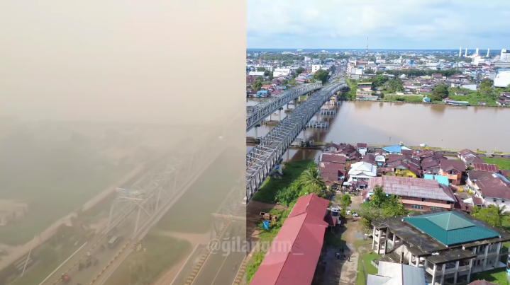 kamu bisa log off dari sosial media, tapi mereka yang terdampak langsung gak bisa log off dari kehidupannya. ini perbandingan langit/udara di pontianak, pas akhir tahun 2025 vs kondisi belakangan ini.