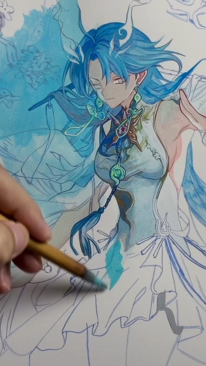 【鳴潮】清宵アナログイラストメイキング