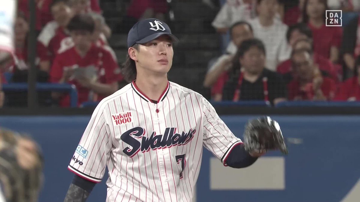 こんなにも深いところから 飛びついてから慌てず 長岡秀樹 ノーバウンドスロー ⚾️ヤクルト×広島 #swallows #だったらDAZN