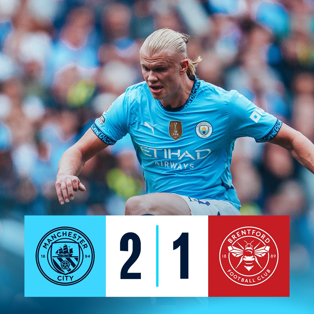 #OnThisDay: #ManCity 2-1 Brentford [2024] ⚽️ [19’, 32'] Erling Haaland - ⚽️ [1'] Yoane Wissa