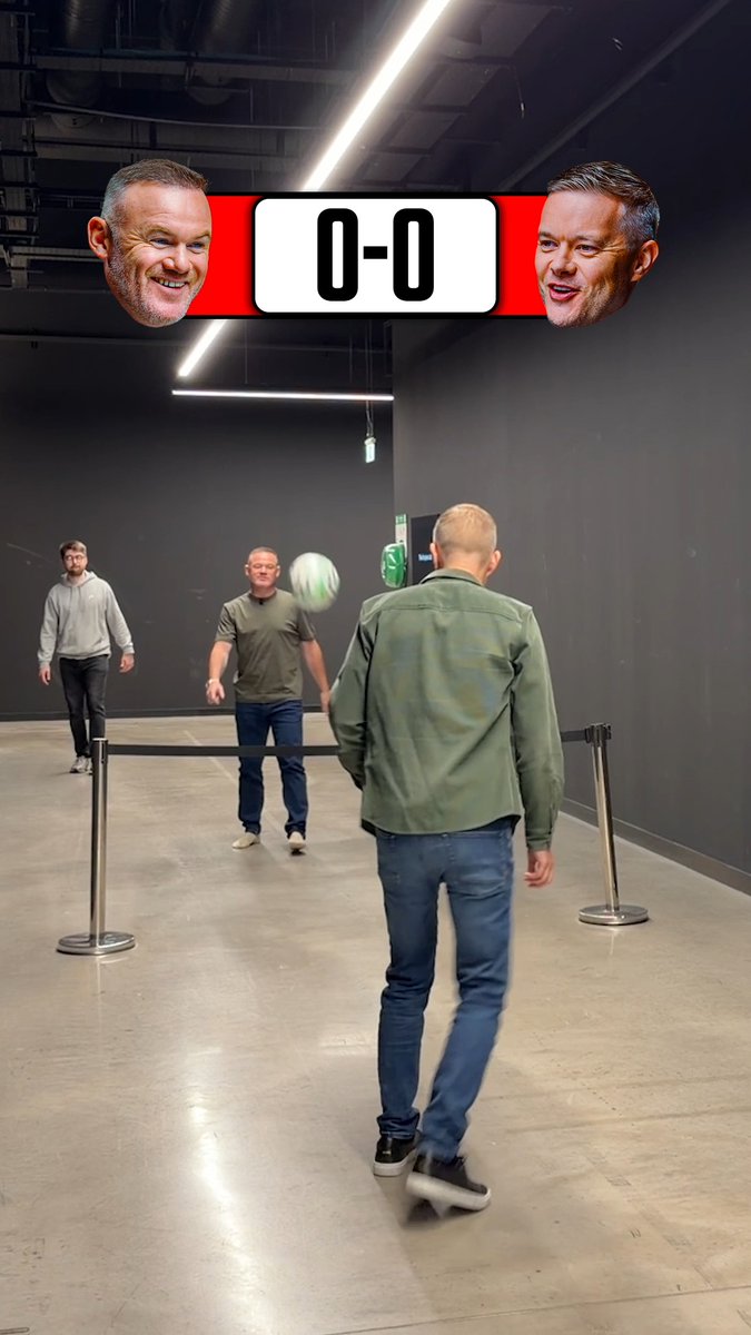 Things are getting competitive... 😂 Wayne Rooney v Mark in corridor football tennis! 🍿