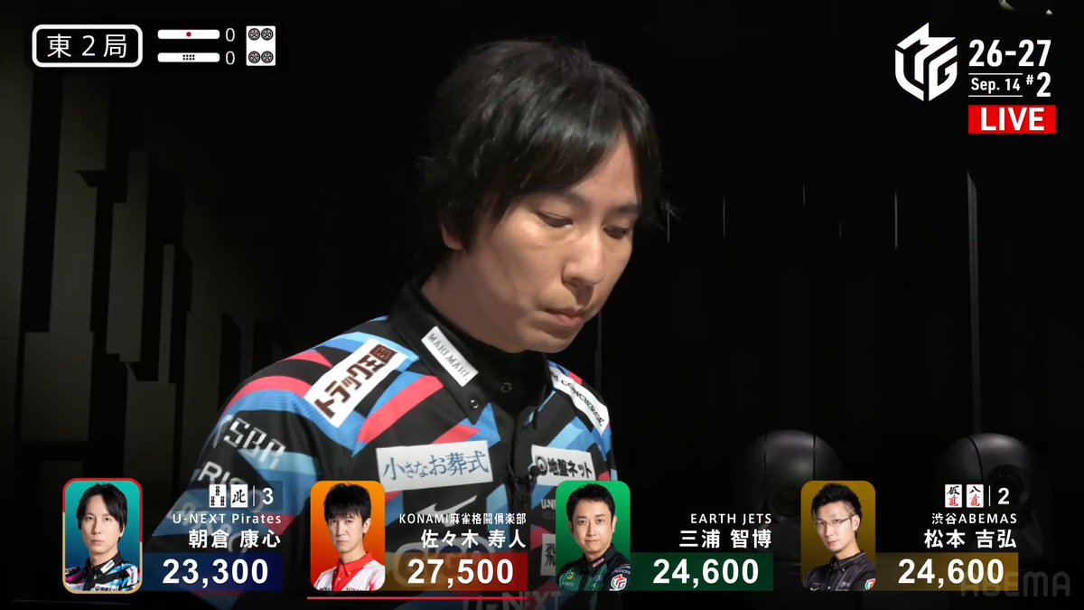 #Mリーグ 2026-27試合ダイジェスト📹 東2局 #朝倉康心 選手の復帰初アガリの満貫ツモ！ Mリーグの舞台にカムバックした朝倉選手！ 東1局に続いて2局連続のリーチに踏み切る！ 松本選手もドラ暗刻の聴牌だが 朝倉選手が一発ツモで競り勝つ！ 鮮やかな2000・4000！ 👇動画タップで今すぐ無料視聴