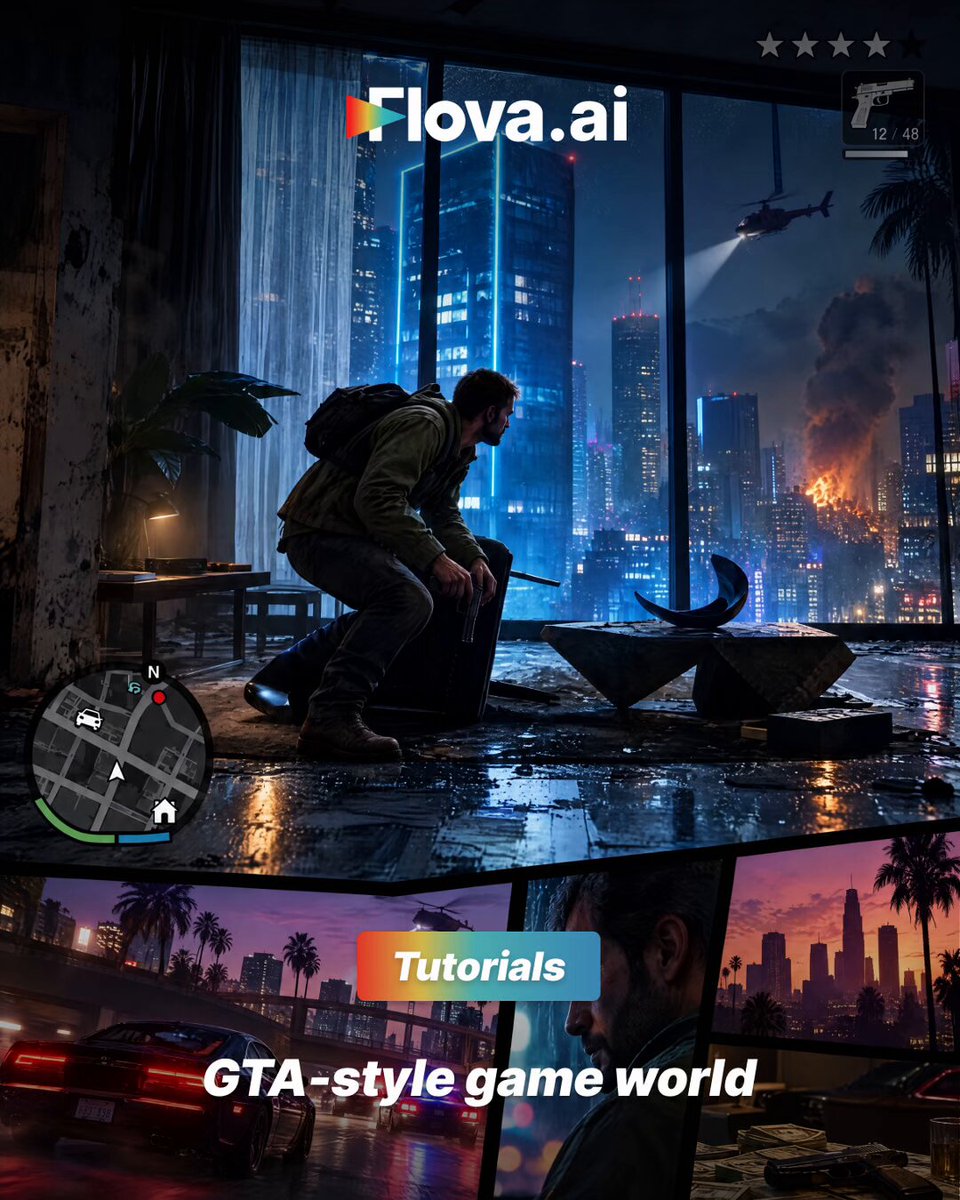 Los Santos has competition. What would you name YOUR city? Learn to create your own GTA-style game screen with this Flova tutorial. Follow Flovaai + RT + Reply with your city name to enter. 5 lucky winners get 500 Flova Credits each! （72H ）