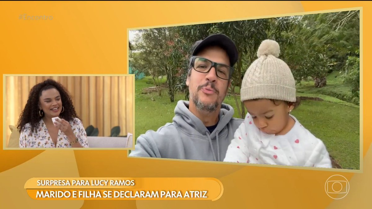 coração quentinho! 💞 Lucy Ramos recebeu um recadinho lindo do maridão e da filhona no #Encontro 😍 #TVGlobo