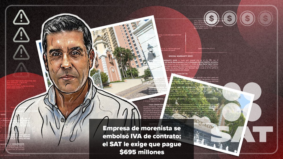 🔴 #ExclusivaMCCI Una empresa del morenista Chema Tapia cobró a @Defensamx $1,236 millones por 1,330 ventiladores, pero no enteró el IVA al SAT. En 6 años, su deuda creció a $695 millones. Mientras el SAT le exigía pagar, Tapia compró un departamento de lujo en Miami. 🧵