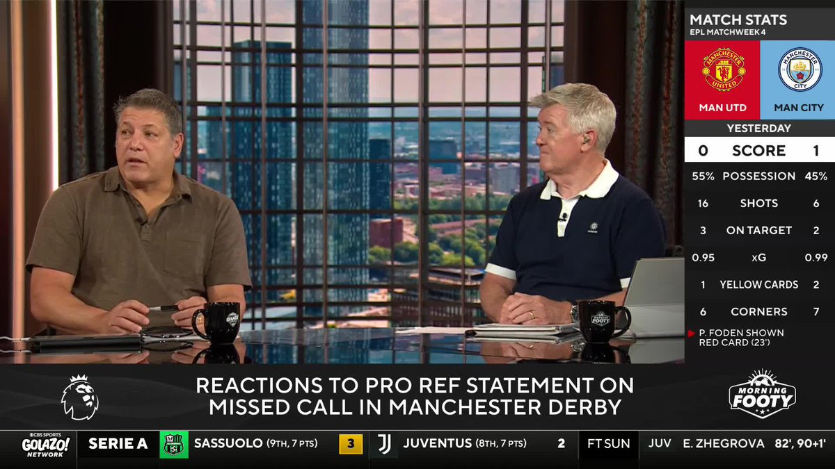 "For the level of the Premier League, it's EMBARRASSING" 😳 Geoff Shreeves, Nico Cantor and Tony Meola can't believe the latest high-profile VAR blunder from Manchester City's derby win over United 📺