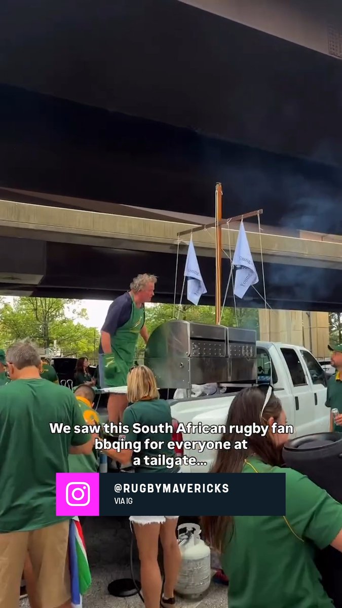 He kept everyone fed. They made his day 🥹💚 This Springboks fan brought the braai to Baltimore and received a signed cap as a thank you. His reaction says it all 🇿🇦