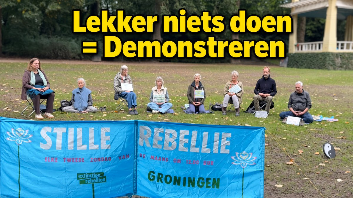 Het nieuwe demonstreren: gewoon helemaal niets doen op een kleedje in het gras. Stilzwijgend op zondagmiddag op een rijtje zitten in het Groninger Noorderplantsoen voor de 'Stille Rebellie' van Extinction Rebellion. Als de wereld hiermee niet gered wordt... 🧘♂️🌱 #Groningen #ExtinctionRebellion #StilleRebellie #XR