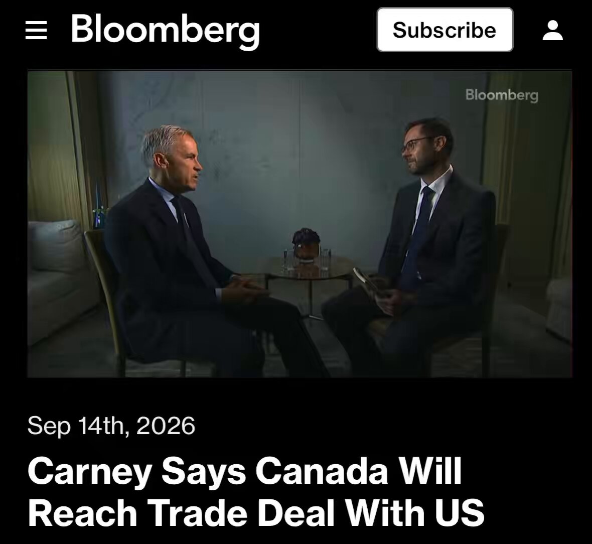 In a Bloomberg interview dated Sept 14, which coincides with CARNEY’s Investment Summit kicking off, CARNEY now implies that Canada WILL reach a trade deal with the United States 🇨🇦🇺🇸 Is everything theatre at this point? This could have been solved long time ago