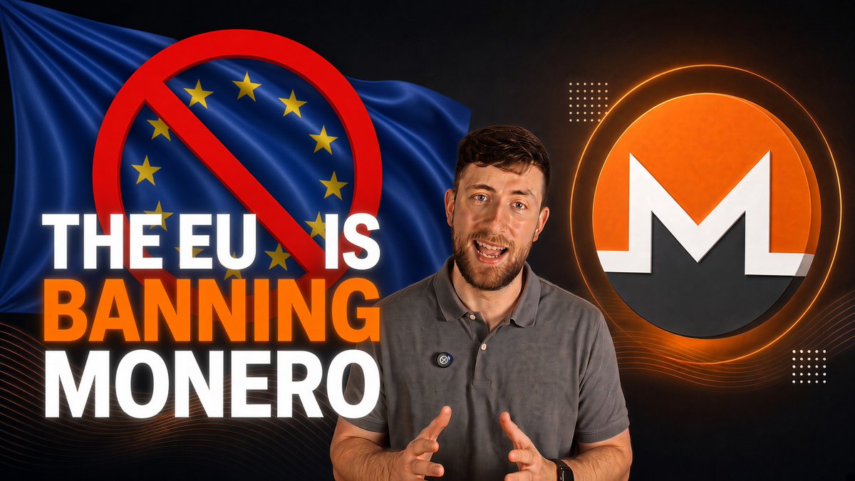 The EU is banning $XMR. Personally, that’s the biggest green flag a privacy coin could ever get. Let me explain. It’s official. Under the EU’s new rules, every regulated exchange has to delist privacy coins, including $XMR, by 2027. Loads already have. Something like 73 exchanges dropped Monero last year alone. Now you’d think that kills it, right? No exchanges, no access, price collapses. Except the exact opposite happened. Monero went up 120%. And here’s why. A ban like this only touches the middlemen. The regulated exchanges, the custodians, the companies that have to follow the rules. That’s all they can reach. What they cannot touch is the actual coin. And this is the bit people miss. It’s true of crypto in general. Your own wallet. Person to person. The decentralised swaps. All of that sits outside their reach. On-chain, crypto doesn’t know what country you’re in and doesn’t care what any government says. There’s no off switch. No company to lean on. No headquarters to raid. Nothing to actually shut down. That’s the whole point of this technology. Governments can lean on the exchanges, the middlemen, the regulated companies, because those have to follow the rules. But the chain itself just carries on. Accessible. Block after block. Completely indifferent to any of it. The real green flag is this. The EU doesn’t want you to have Monero. Think about what the EU is actually doing right now. Pushing more and more control over your money. More surveillance. More restrictions. More of them deciding what you can and can’t do with your money. And Monero is one of the only things that lets you keep your money actually private. Actually yours. So when a body like that is so desperate to get rid of Monero, it must be disrupting too much. They’re not banning it because it’s useless. They’re banning it because it works. And because it takes their control away. That’s the green flag. Not the fact that they can’t kill it. The fact they so badly want to
