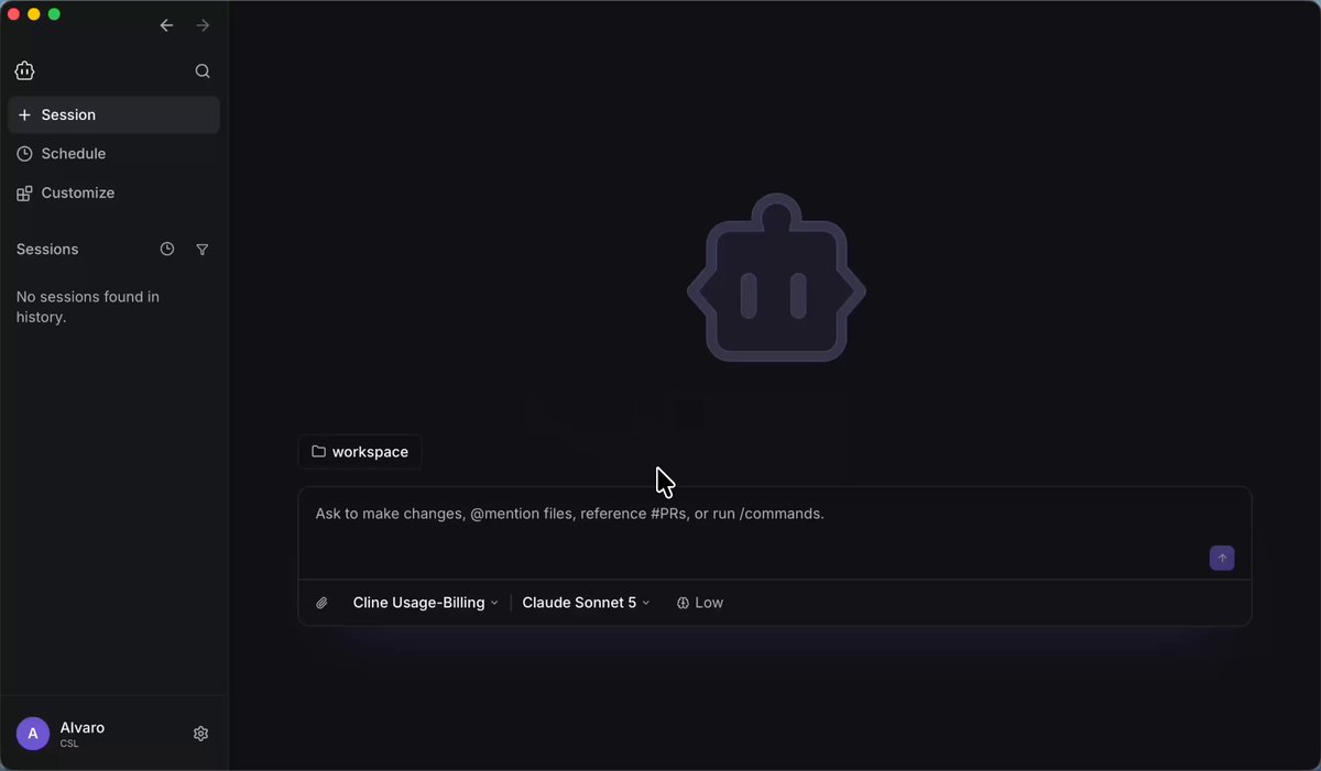 Cline Desktop just launched. An open-source workspace for open-weight models 🤯 > Import tasks from other coding agents > Run agents in parallel > Schedule tasks to run on their own Free models built in: DeepSeek V4 Flash, GLM 5.3 Flash, Laguna S 2.1. I had early access and I can assure you it feels incredible. Pick your model and provider, and run it. 100% open source.