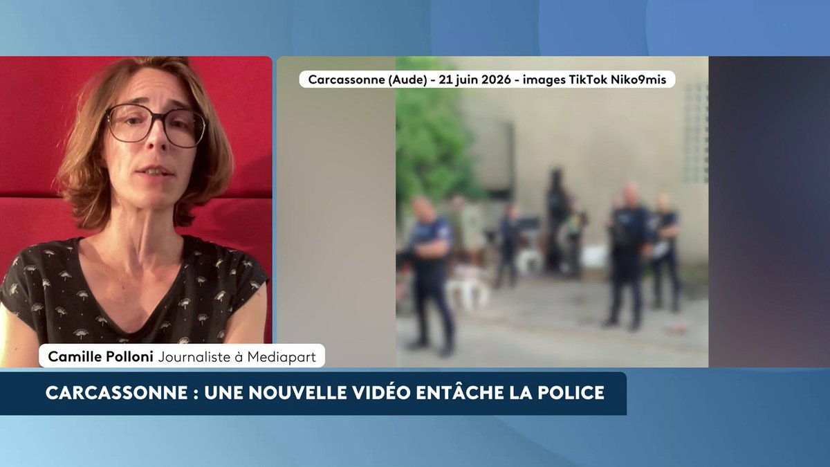 🔴 🗣️ Vidéo d'un homme projeté au sol par un policier à Carcassonne : "L'un des policiers mis en cause dans la vidéo [de Midi Libre] est présent sur ces images", rapporte Camille Polloni, journaliste à Mediapart. #AvantLe20h #canal16