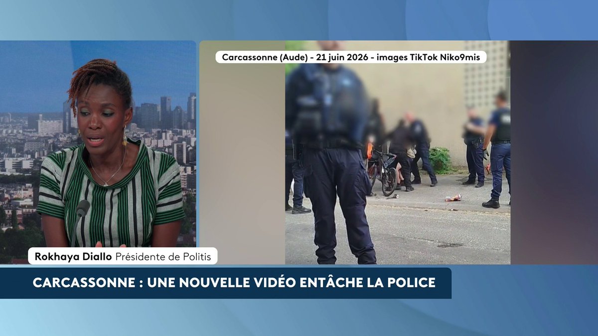 🔴 🗣️ Carcassonne : une nouvelle vidéo entâche la police. "On a l'impression que ce sont les citoyens qui doivent documenter des exactions policières pour qu'elles deviennent des sujets d'enquête", estime Rokhaya Diallo, éditorialiste au Guardian. #AvantLe20h #canal16