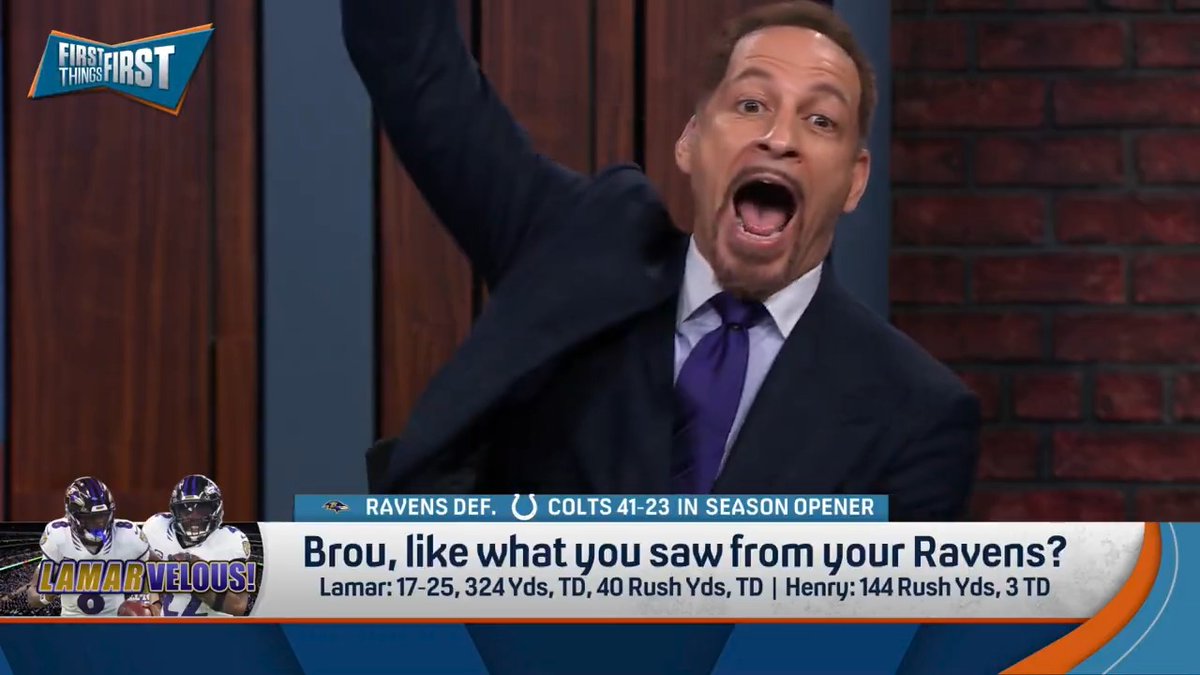 “This season is Super Bowl or Bust… It’s not about going 17-0… So I’m critical… I did not like it Wildes… I RELISHED IT! GREG, I’M BESIDE MYSELF! I AM WILD WITH JOY! MAN OH MAN A BROTHER IS HAPPY! IN FACT, THE BOX!” Chris Broussard is VERY happy with his Baltimore Ravens today 📦🤣