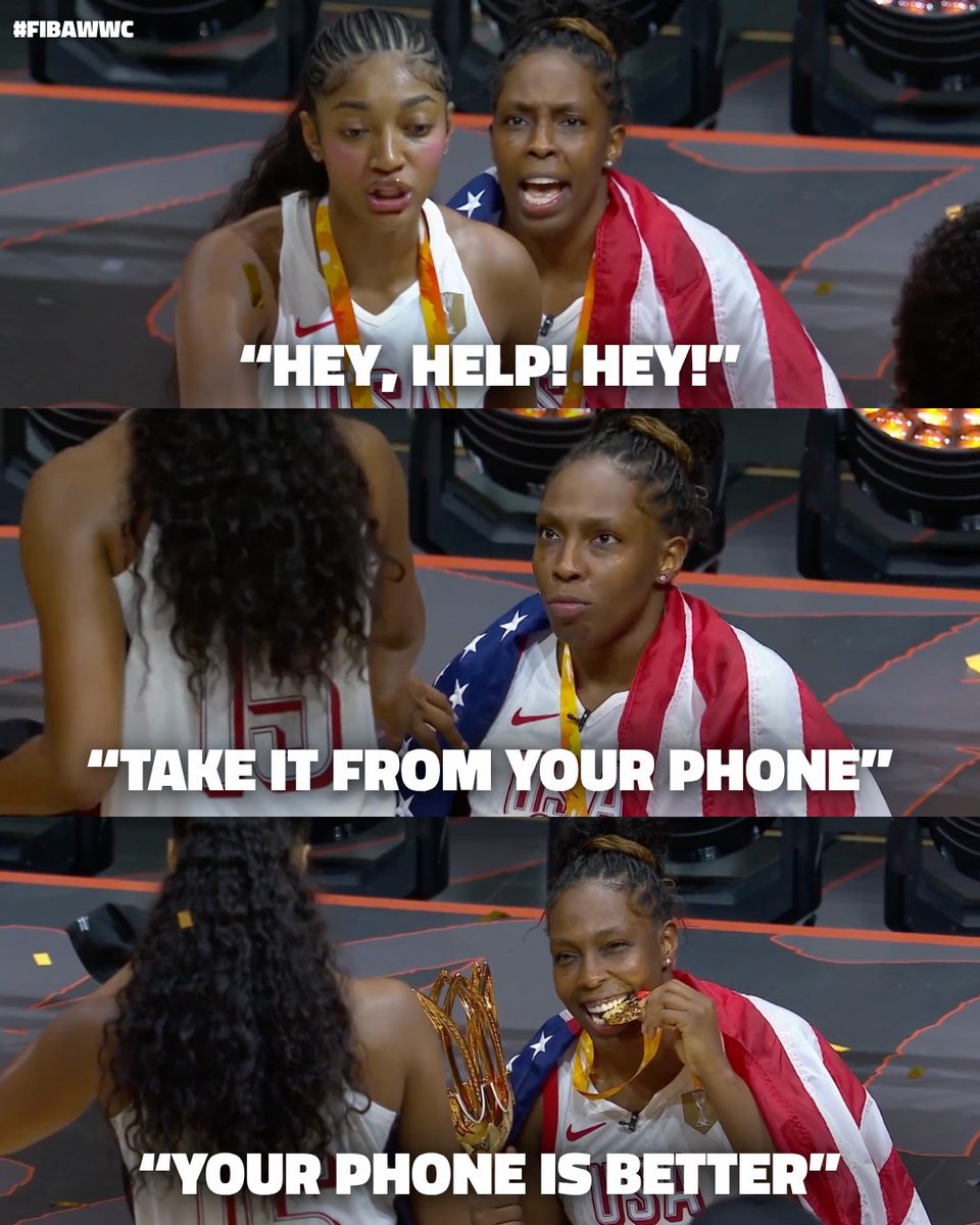 Chelsea Gray and Angel Reese are literally just like us with photos 😂😭 #FIBAWWC