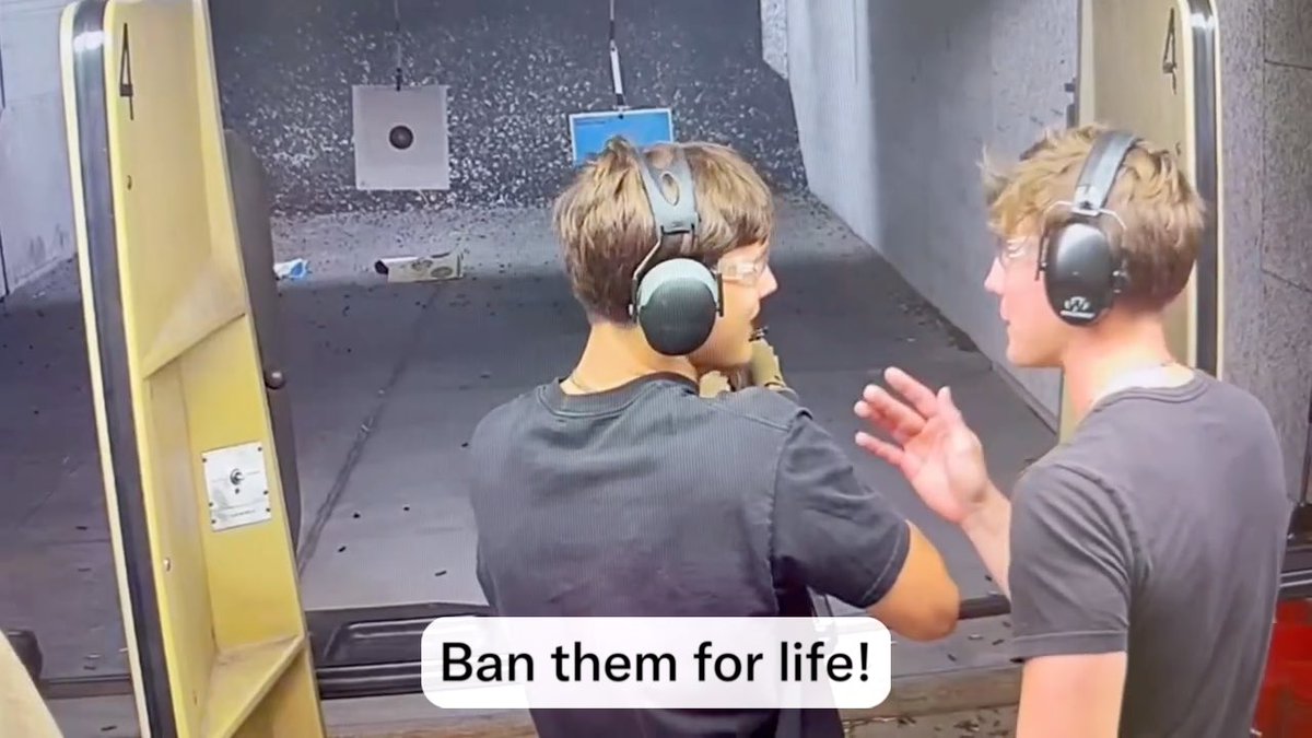 This is criminal negligence all the way, apparently they were later kicked out and banned. Hopefully other nearby ranges ban them if they ever step foot in their premises. There excuse was they "wanted to feel the recoil".