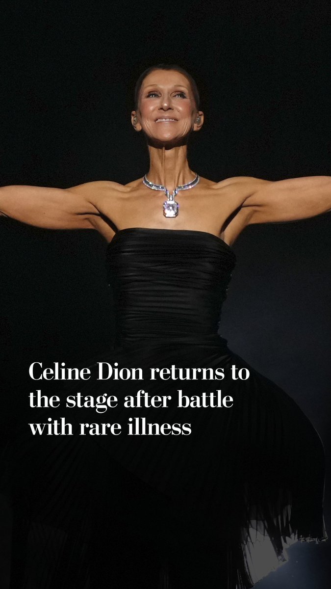 Celine Dion returned to the stage for her first full concert in more than six years — also the first since since she was diagnosed with stiff person syndrome, a rare, progressive neurological disease that attacks the muscles.
