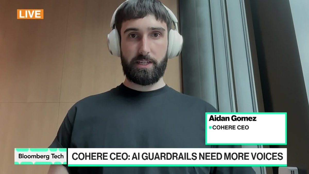 "I think the existential risk debate veers too far into science fiction … this idea of AI taking over in ‘Terminator’-like scenarios, I don't think should enter the public conversation." Cohere CEO Aidan Gomez live on Bloomberg TV