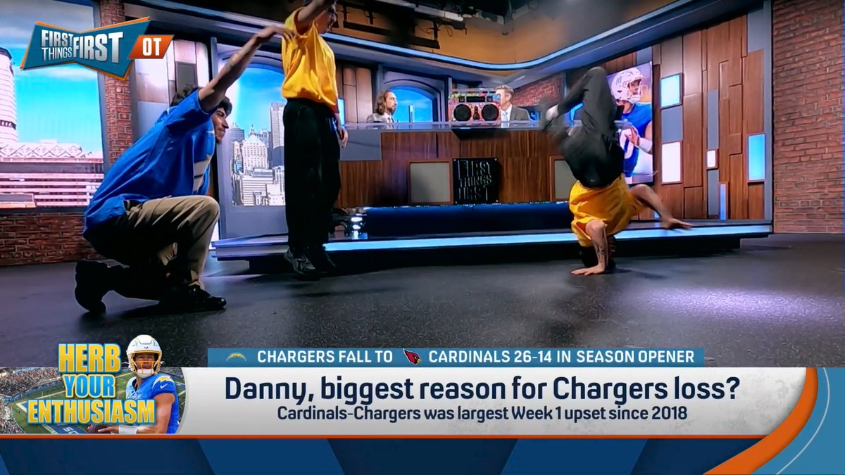 .Chris Broussard says Danny Parkins and the Chargers did win something yesterday… “The Chargers, with their performance against the woebegone Cardinals, won my #BreakdancersOfTheWeek. Get busy boys!” 🕺😭