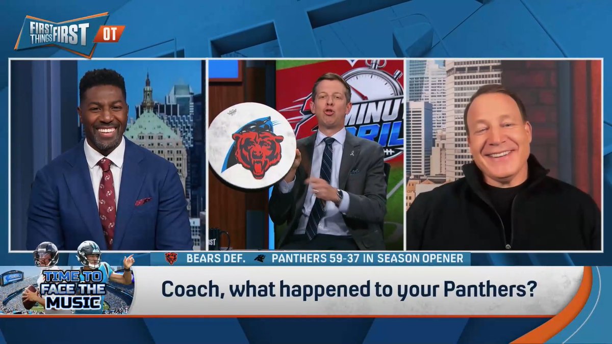 .Danny Parkins brought in Coach Mangini to gloat after the Bears 59-37 win over his Panthers 😅 “Coach, look at your beloved drum! I’m doing 59 beats, one for every point hey scored! Thanks for joining us on your day off!” 🥁😭