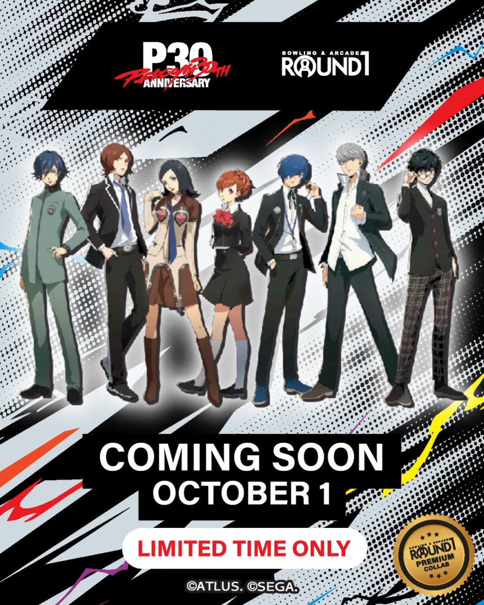 The masks are off 🎭 Here's your first look at the exclusive Persona 30th Anniversary items coming to Round1. Starting 10/1 at 10AM, get ready to celebrate 30 years of Persona with brand new collectibles you don't want to miss! Click for more details! ATLUS Styles SEGA Official ATLUS West #Round1USA #round1 #Persona30thAnniversary #R1PremiumCollaboration