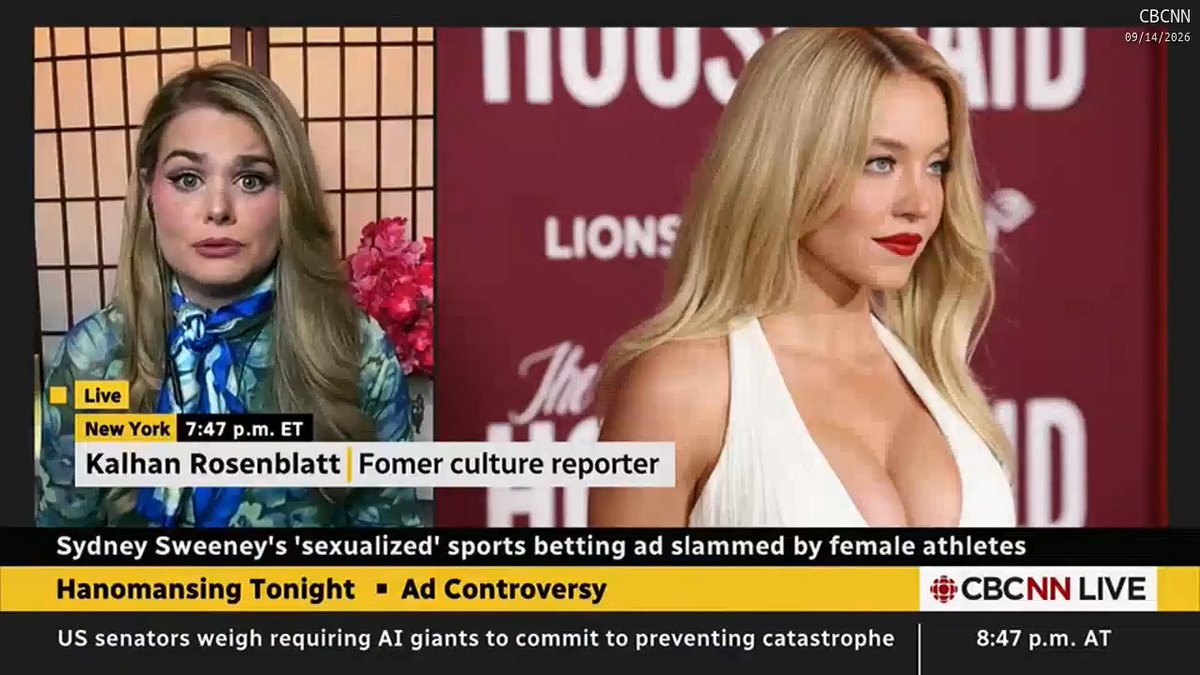 Unhinged: CBC commentator speculates that Sydney Sweeney's career became "catastrophic" because people started thinking she had "ties to white supremacy, the far right, her family tied to MAGA". Suggests that Sweeney's sex work character in Euphoria may reflect "her real life".