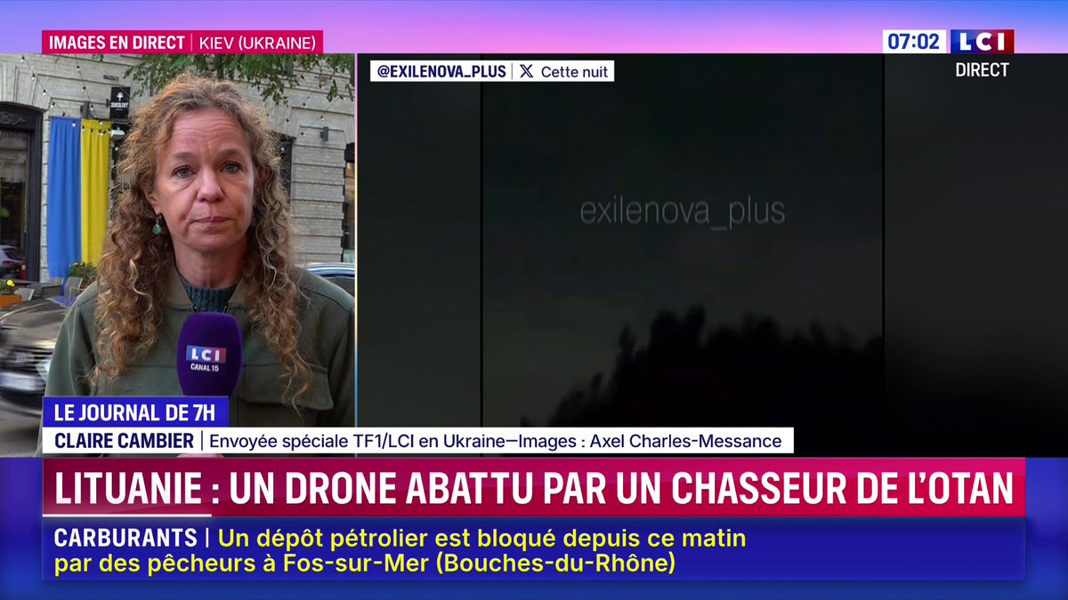 🔴 Un avion de chasse de l'Otan a abattu un drone au-dessus de la Lituanie 📺 Le journal de Laurène Barrière-Tallerie sur LCI ⬇️